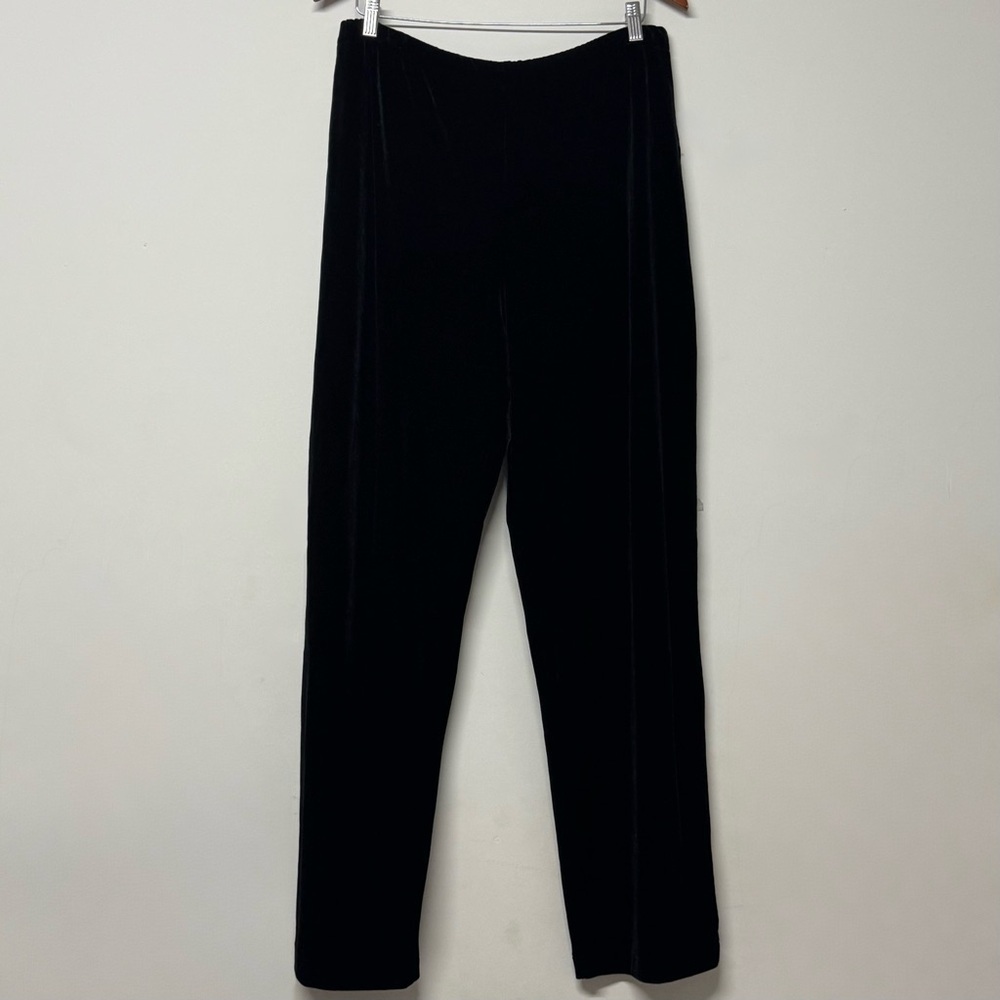 Vintage Talbots Velvet Pull On Elastic Waist Straight Leg Pants Black Medium
